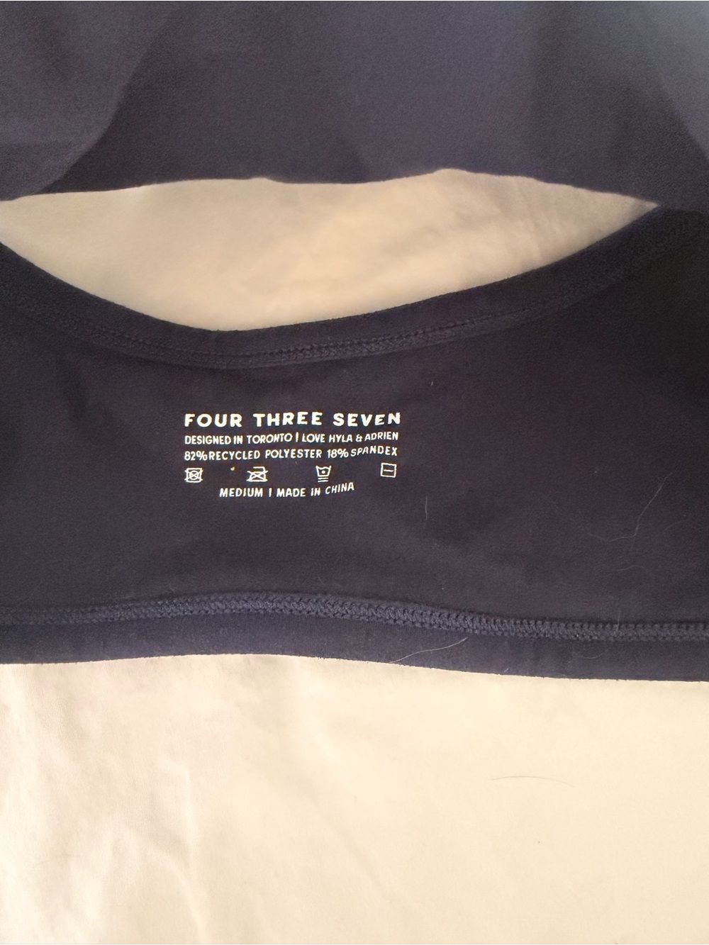 Navy and Cream Athletic Crop Bralette - Picture 2 of 2